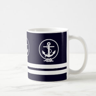 Elegant anker en strepenpatroon in maritieme stijl koffiemok