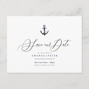 Elegant anker, nautisch Bewaar de datum Briefkaart