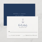 Elegant anker Navy Blue Wedding RSVP Kaart (Voorkant / Achterkant)
