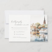 Elegant Annapolis Maryland Watercolor Bruiloft RSVP Kaartje (Voorkant)