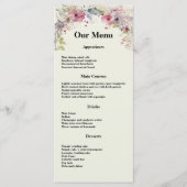 Elégant anneau de fleurs Eau Couleur Dîner Menu (Devant)