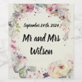 Elégant anneau de fleurs Eau Couleur Vin Étiquette (Étiquettes simples)