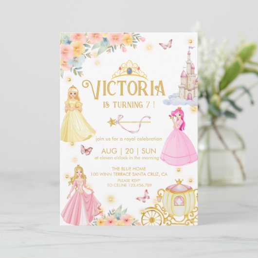 Elégant anniversaire de princesse Invitation (Debout devant)