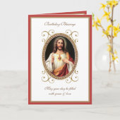 Elégant Anniversaire Sacré Coeur Jésus Carte Vinta (Fleur jaune)