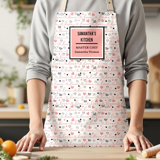 Elegant Anniversary Love Lettering Kitchen Apron Schort