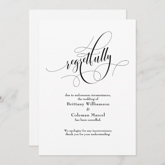 Élégant Annulé Régulièrement Faire-part Mariage (Devant / Derrière)