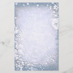 Elegant antiek  Blauwe Floral Wedding Briefpapier
