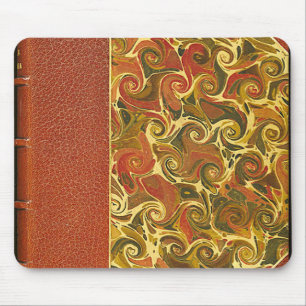 Elegant antiek boek, sierlijk spiraalpatroon muismat