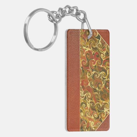 Elegant Antiek Boek,  wervelpatroon Sleutelhanger (Voorkant Links)
