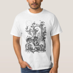 Elegant Antiek Engraving Vintag Toile Man and Dog T-shirt