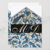 ELEGANT ANTIEK FLORENTINE BLAUWE MONOGRAM KAART (Voorkant / Achterkant)