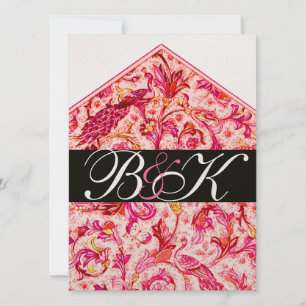 ELEGANT ANTIEK FLORENTINE PINK FLORAAL MONOGRAM KAART