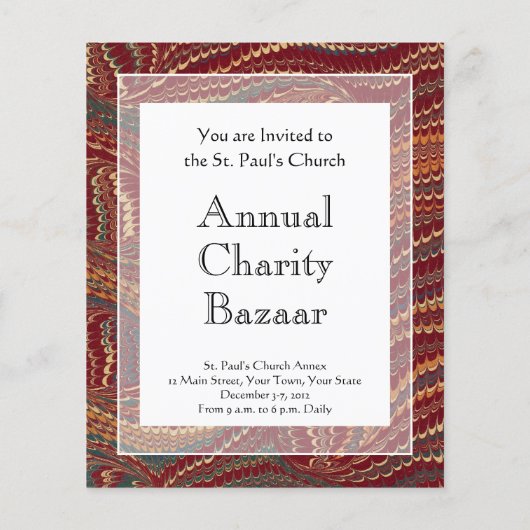 Elegant Antiek gemarmerd papier, Bourgogne en goud Flyer (Achterkant)