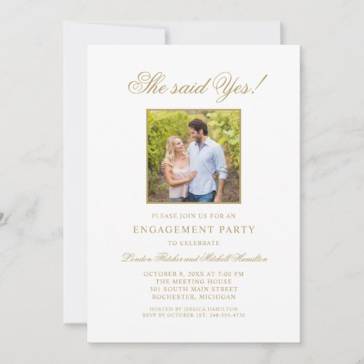 Elegant Antiek Goud Bruiloft Verlovingsfeest Kaart (Voorkant)