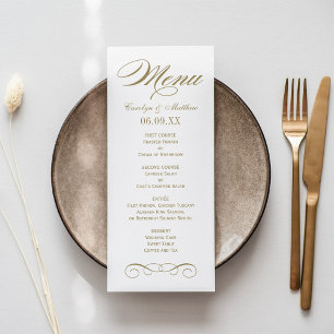 Elegant Antiek Gouden Rol Huwelijksmonogram Menu