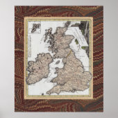 Elegant Antiek Map of Great Britain and Ireland Poster (Voorkant)