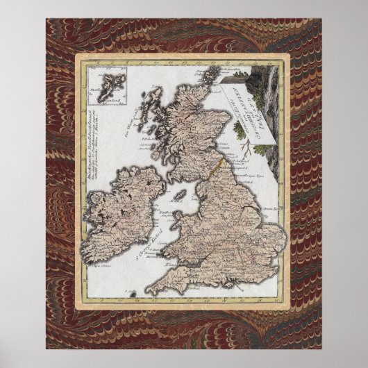 Elegant Antiek Map of Great Britain and Ireland Poster (Voorkant)