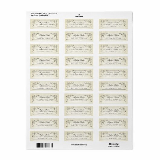 Elegant Antiek Return Address Etiket (Full Sheet)