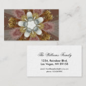 Elegant Antiek Roze Zilver Goud Witte Bloem Visitekaartje (Voorkant / Achterkant)