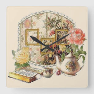 Elegant  Antiek Victoriaans Tea Room Vierkante Klok