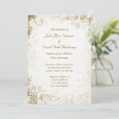 Elégant Antique Gold Vintage Wedding Invitation (Debout devant)