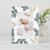 Elegant Antique Rose Photo Girl Baby Birth Aankondiging (Staand voorkant)