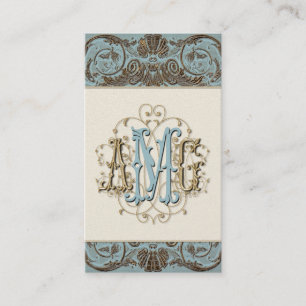Elegant Antiqued Gold Baroque Monogramkards Visitekaartje