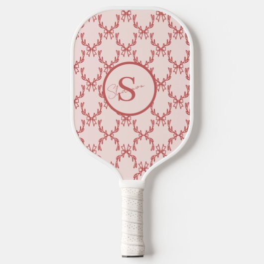 Elegant Antler Monogram Pickleball Paddle (Voorkant)