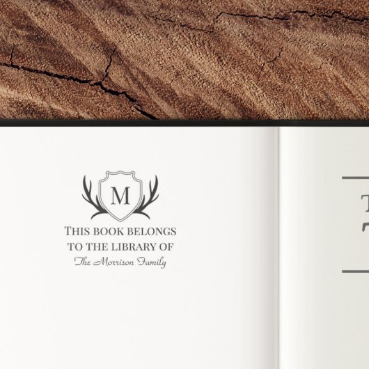 Elegant Antler Shield Monogram Book behoort tot Zelfinktende Stempel