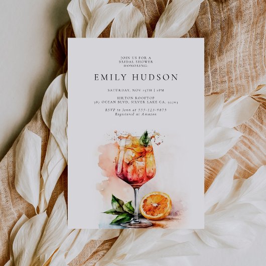 Elégant Aperol Spritz Invitation de douche nuptial