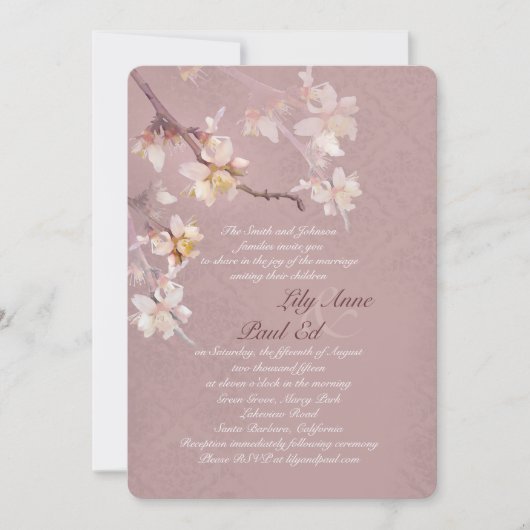 Elegant Apple Blossom Wedding Uitnodiging (Voorkant)