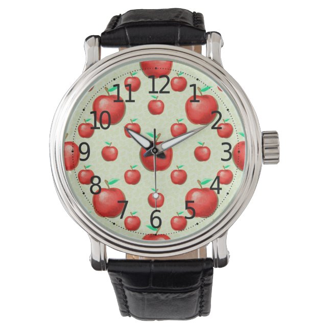 Elegant Apples Pattern Honeycomb Achtergrond | Horloge (Voorkant)
