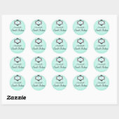Élégant Aqua & Black Chic Damask Sweet 16 Sticker (Feuille)
