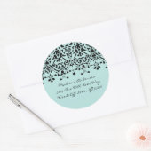 Elegant Aqua & Black Damask Adreslabel Sticker (Envelop)