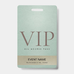 ELEGANT AQUA BLAUW BLEEK GOUD VIP EVENEMENTENTOEGA BADGE