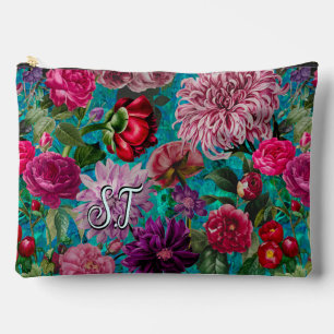 Elegant aqua blauw Floral monogram Etui
