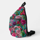 Elegant  aqua blauw Floral monogram Sling Bag (Rechterhoek)