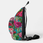 Elegant  aqua blauw Floral monogram Sling Bag (Rechts)