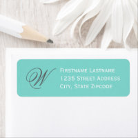 Elegant Aqua Blauw Schrift Monogram Adres