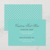 Elegant Aqua Blauwe Trouw Bruidsdouche Cadeau Regi Informatiekaartje (Voorkant / Achterkant)