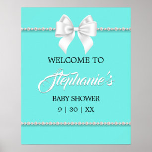 Elegant Aqua Blauwgroen Tiffany Baby shower Welkom Poster