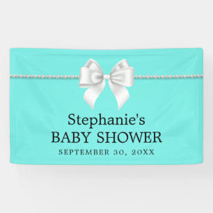 Elegant Aqua Blauwgroen Tiffany Theme Baby shower Spandoek