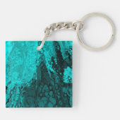 Elegant Aqua Blauwgroen vet Script Monogram Sleutelhanger (Achterkant)
