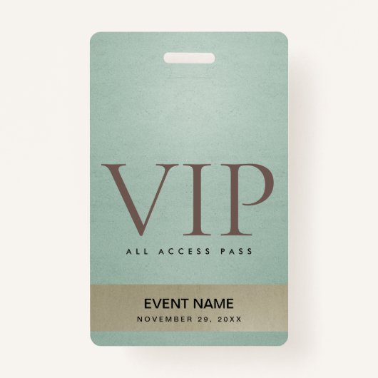 ELEGANT AQUA BLUE BLEEK GOLD VIP EVENT ACCESS PASS BADGE (Voorkant)