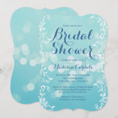 Elegant Aqua Blue Bridal Shower Invitations Kaart (Voorkant / Achterkant)