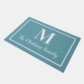 Elegant Aqua Blue Custom Monogram Initiaal Deurmat (Schuin)