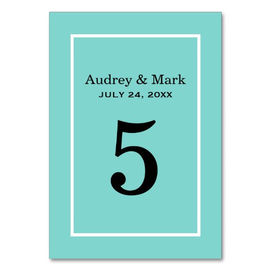 Elegant Aqua Blue Custom Wedding Monogram Kaart (Achterkant)