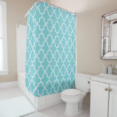 Elegant Aqua Blue Damask Moroccan Pattern Douchegordijn (In situ)