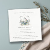 Elegant Aqua Blue floral Teapot Facts Weddenschap Servet