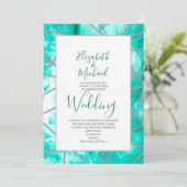 Elegant Aqua Blue Geometric Formal Wedding Kaart (Staand voorkant)
